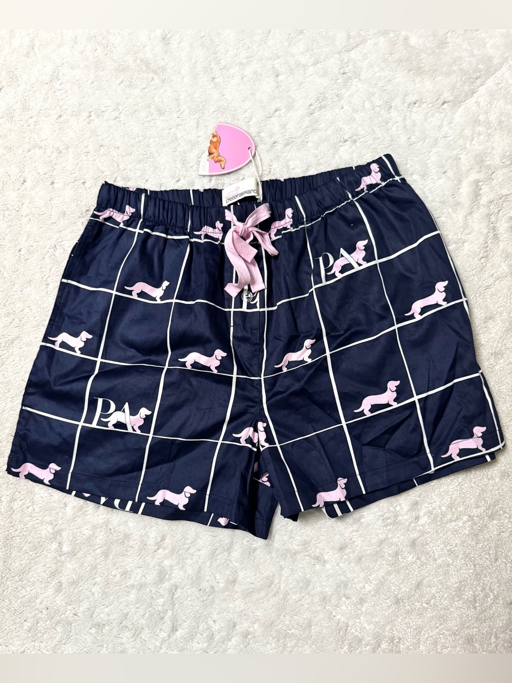 NWT- PETER ALEXANDER Navy & Pink Dog Pajama Lounge Shorts
